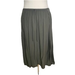 Raquel Allegra Olive Green A-Line Midi Casual Skirt Rayon Size 1 Medium USA